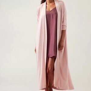 Athleta Modal Robe Pockets Full Length Open Front Plus Size Pink Womens 1X/2X